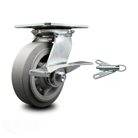 Service Caster 6 Inch Thermoplastic Rubber Caster with Ball Bearing and Brake/Swivel Lock SCC SCC-35S620-TPRBF-SLB-BSL
